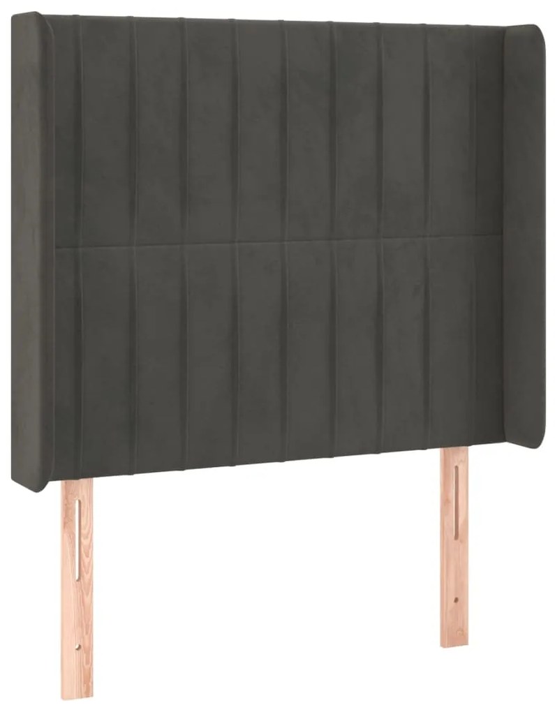 Testiera ad orecchio grigio scuro 93x16x118/128 cm in velluto