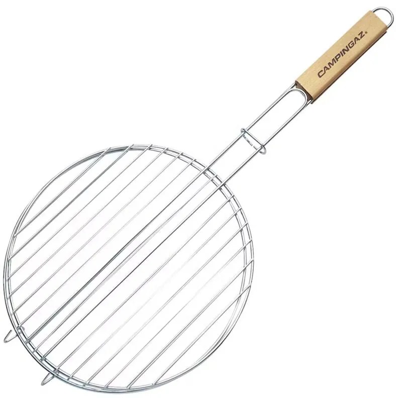 Griglia Doppia Rotonda Campingaz 40 Cm Con Manico Legno per Barbecue Fornacella