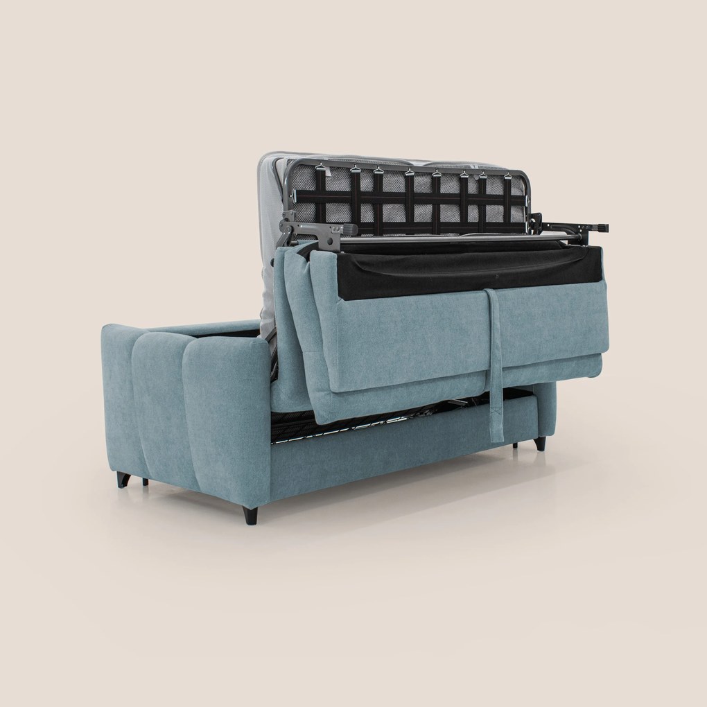 Peonia divano letto scandinavo con materasso H18 cm e morbido e alto schienale in tessuto Bouclé impermeabile T07 carta da zucchero