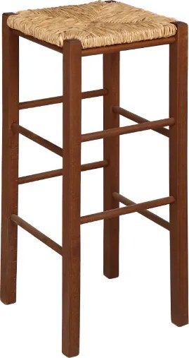 Sgabello in legno fondo paglia quadrato altezza 70 cm Noce