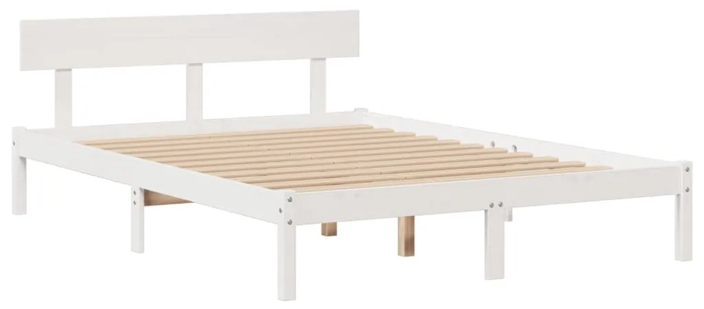 Letto libreria senza materasso bianco 140x190 cm legno di pino