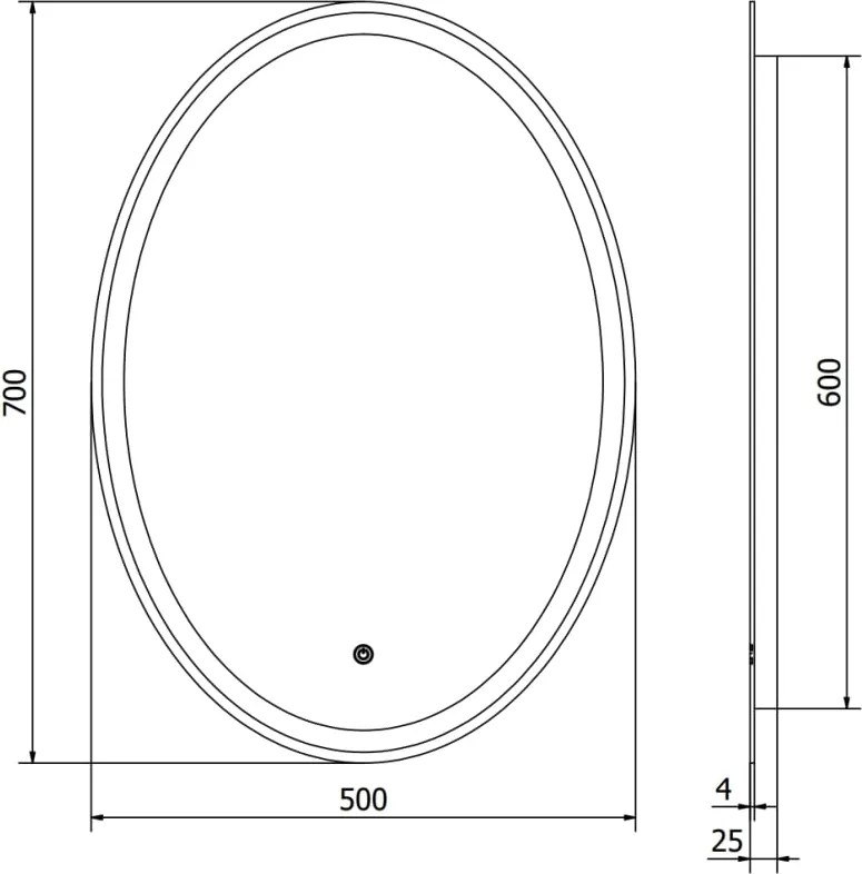 Mexen Elz specchio da bagno retroilluminato 50 x 70 cm, LED 6000K, antiappannamento - 9802-050-070-611-00
