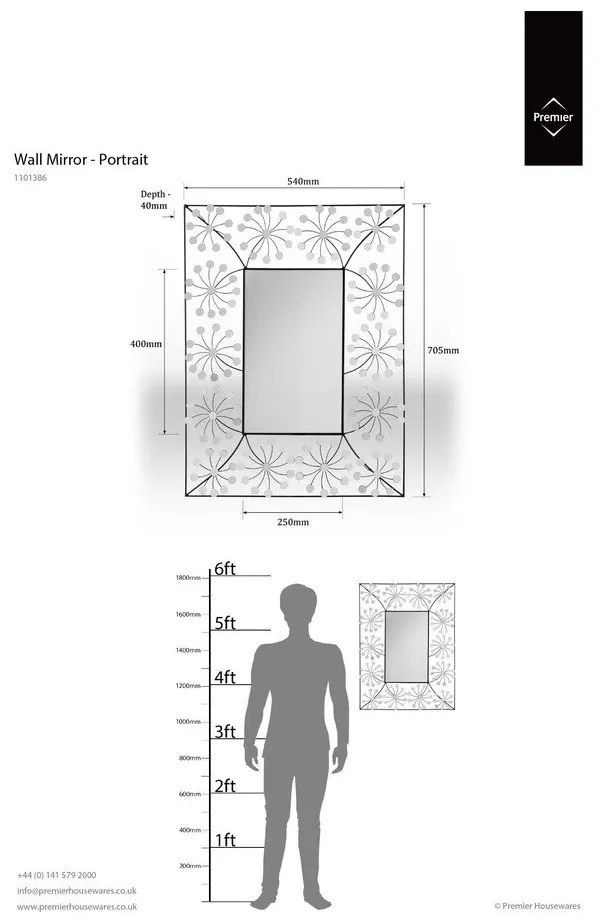 Specchio da parete 56x70 cm Floret - Premier Housewares