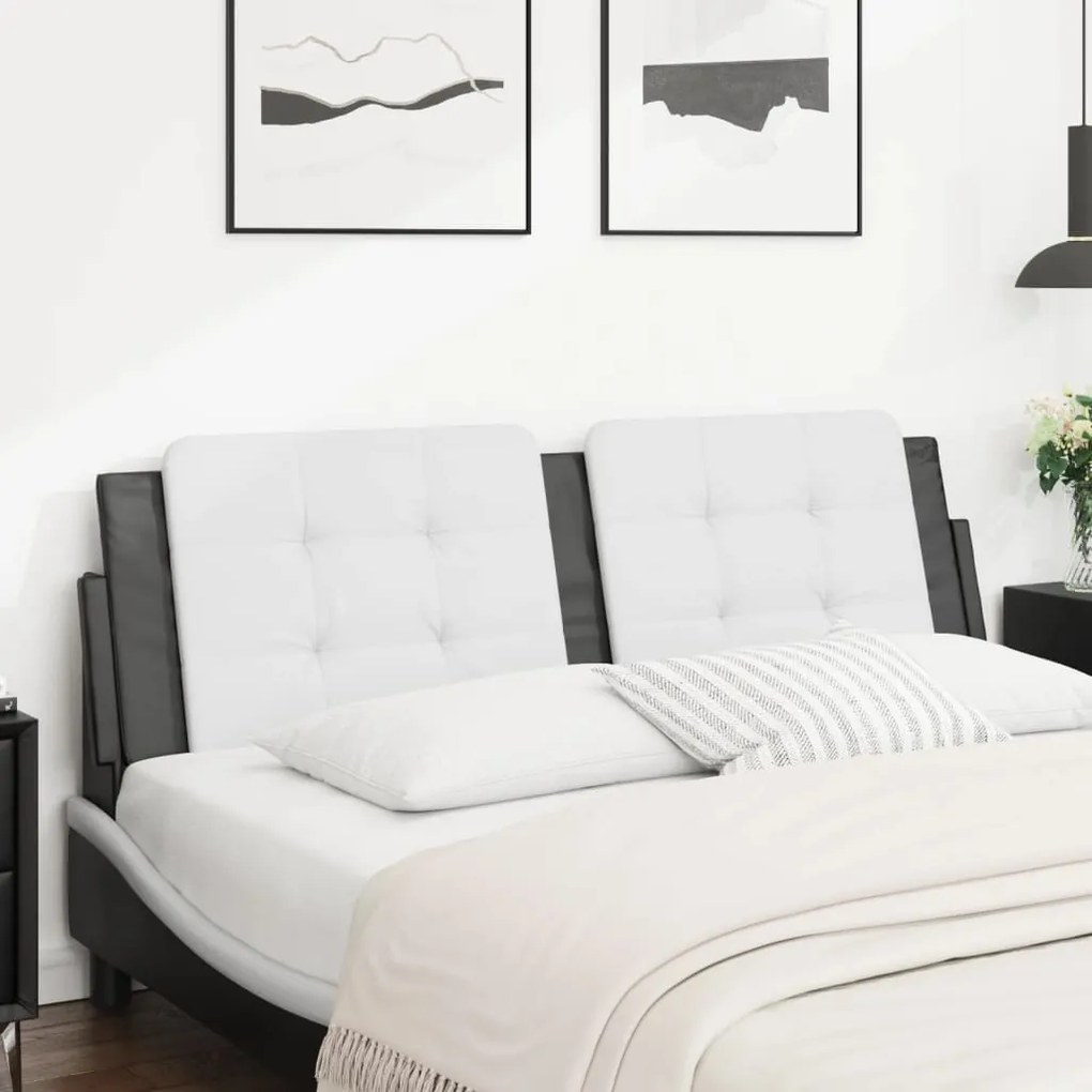 Cuscino Testiera Bianco E Nero 160 Cm İn Similpelle /