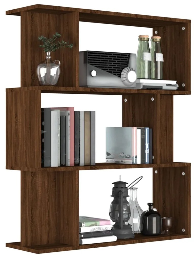 Libreria/divisorio rovere marrone 80x24x96 cm legno multistrato