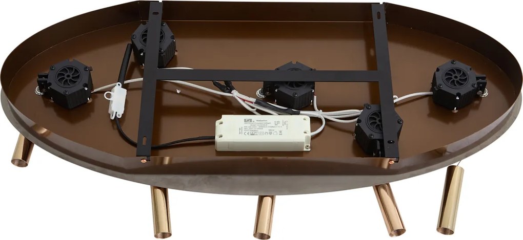 Lampada a sospensione di design oro rosa con vetro ambrato incl. LED dimmerabile a 3 fasi 5 luci Easylift - Fiera