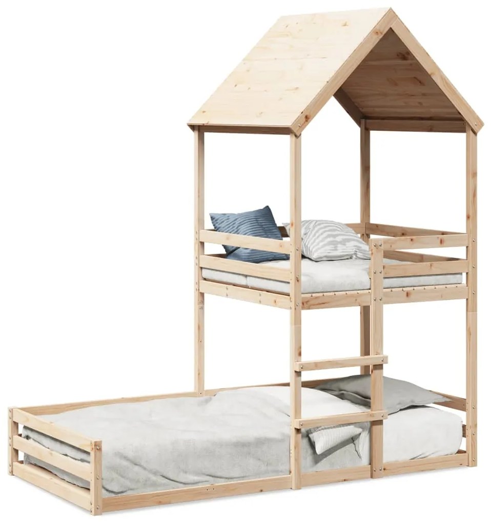 Letto A Castello Senza Materasso 90x200cm Massello Pino /