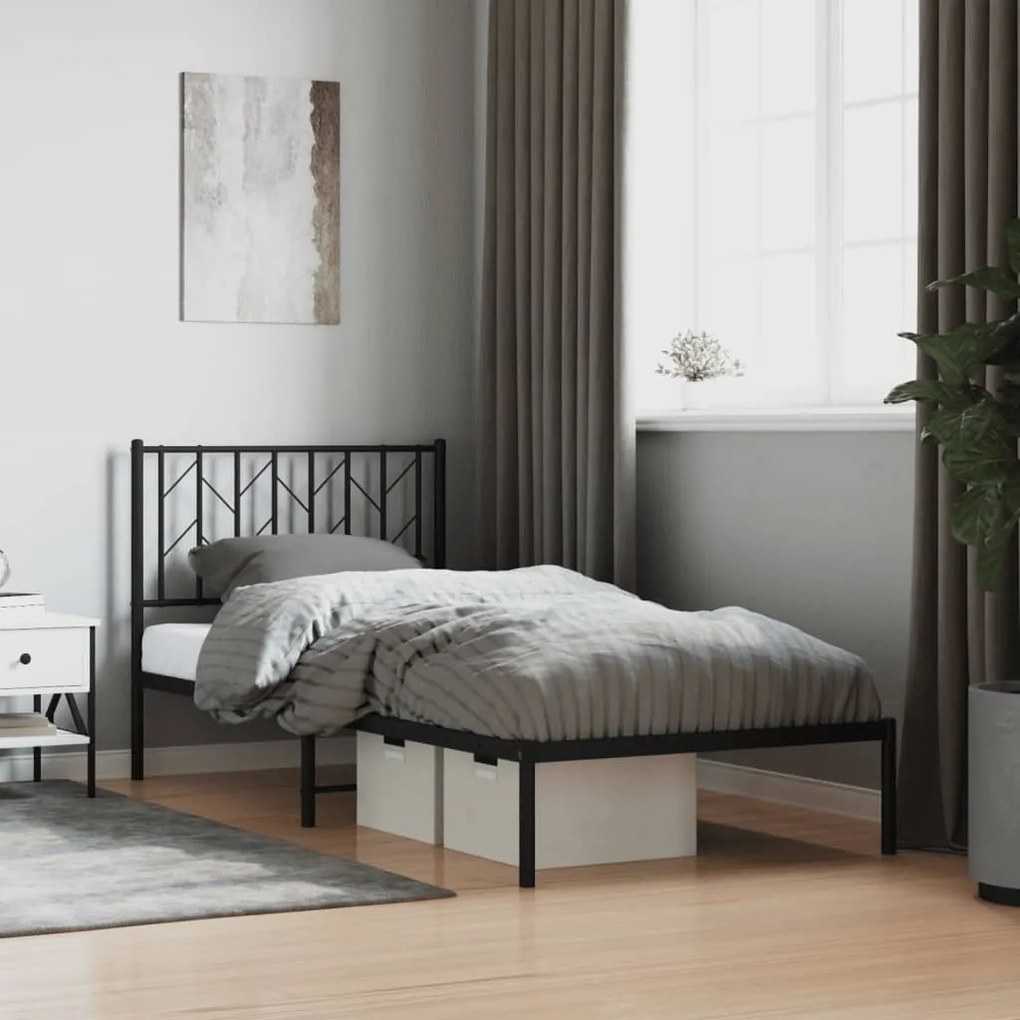 Giroletto Con Testiera İn Metallo Nero 90x200 Cm /