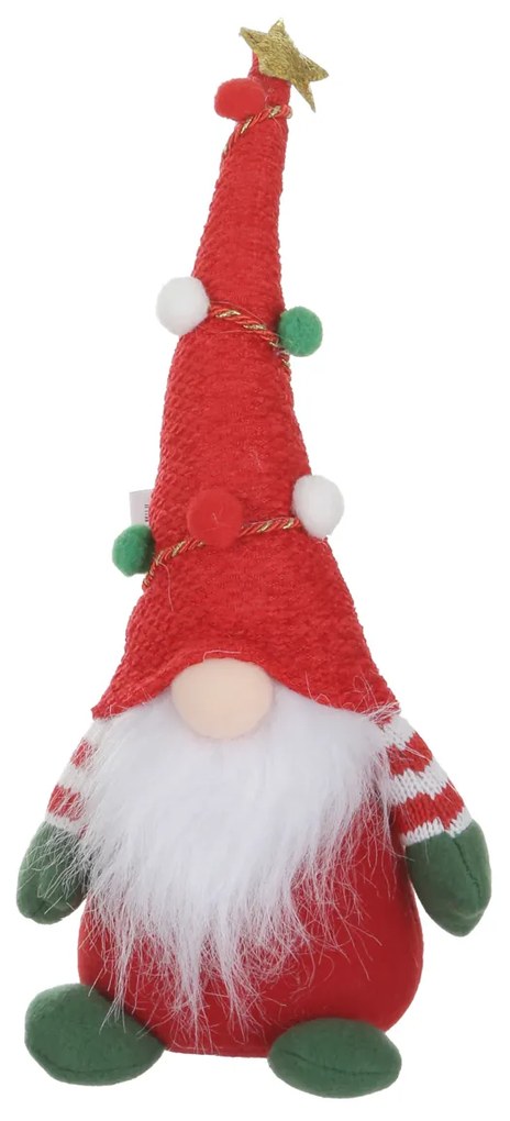 Gnomo Natale fermaporta 33 cm cappello rosso palline