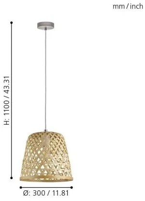 Eglo 55696 - Sospensione a cavo KIRKCOLM 1xE27/60W/230V beige