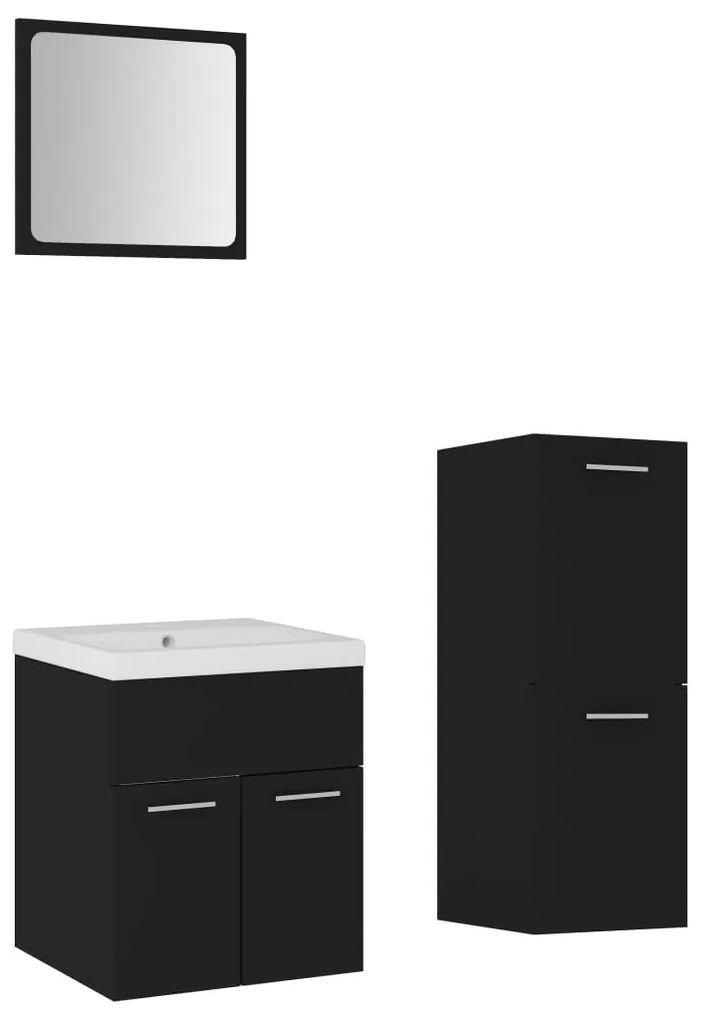 Set mobili da bagno nero in legno multistrato