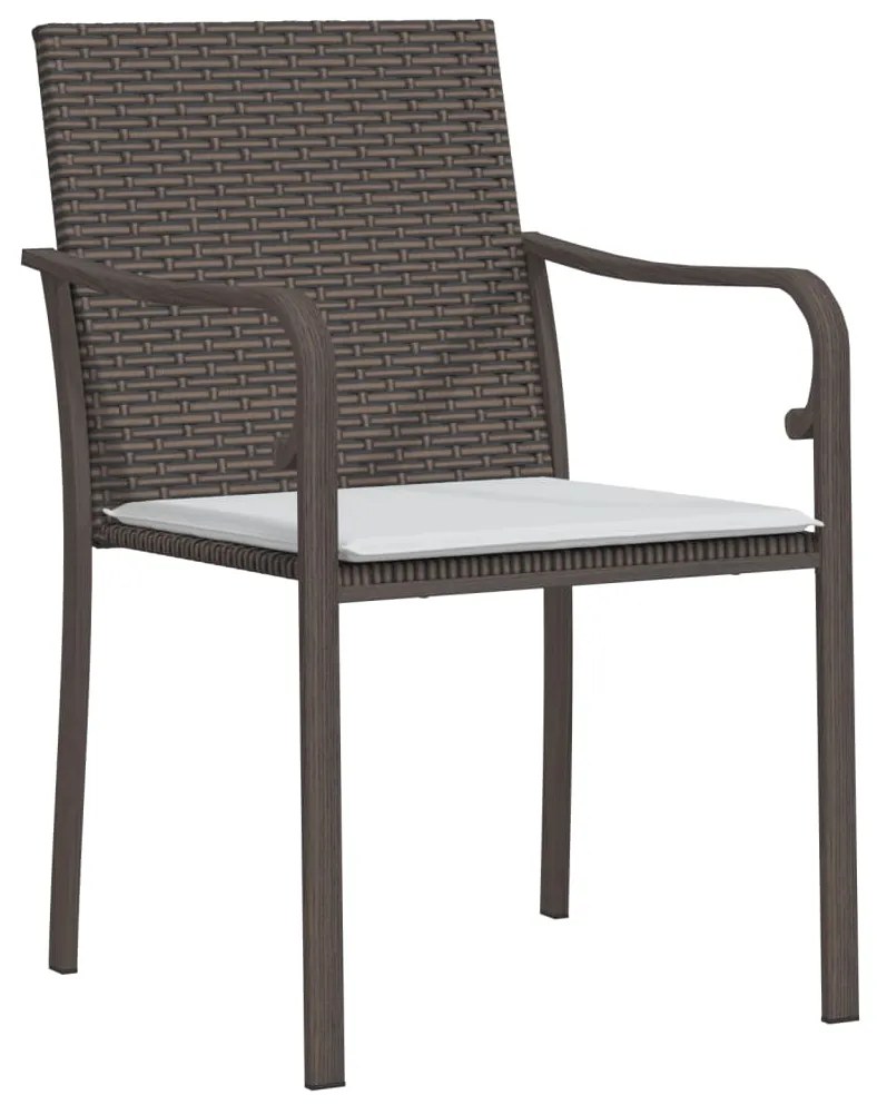 Sedie da giardino con cuscini 6pz marroni 56x59x84cm polyrattan