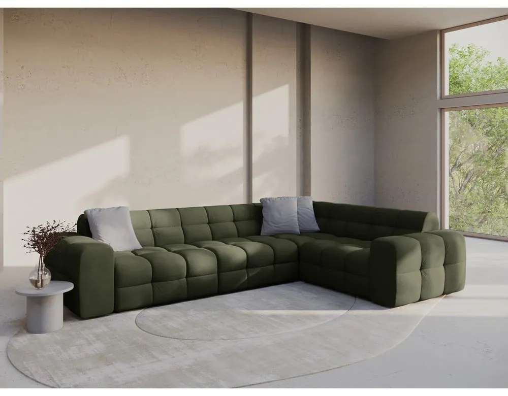 Divano angolare verde (con penisola a destra/a L) Kendal – Micadoni
