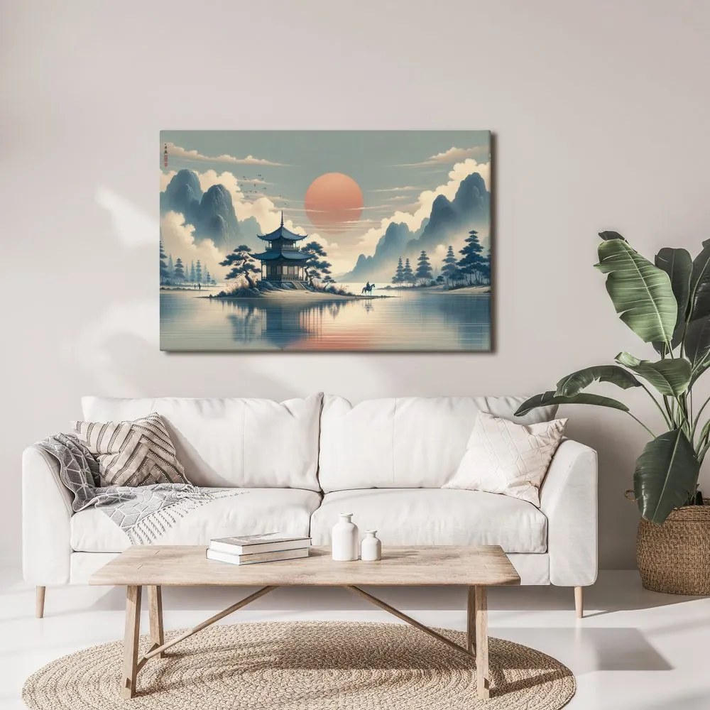 Quadro su tela – Tempio giapponese e lago