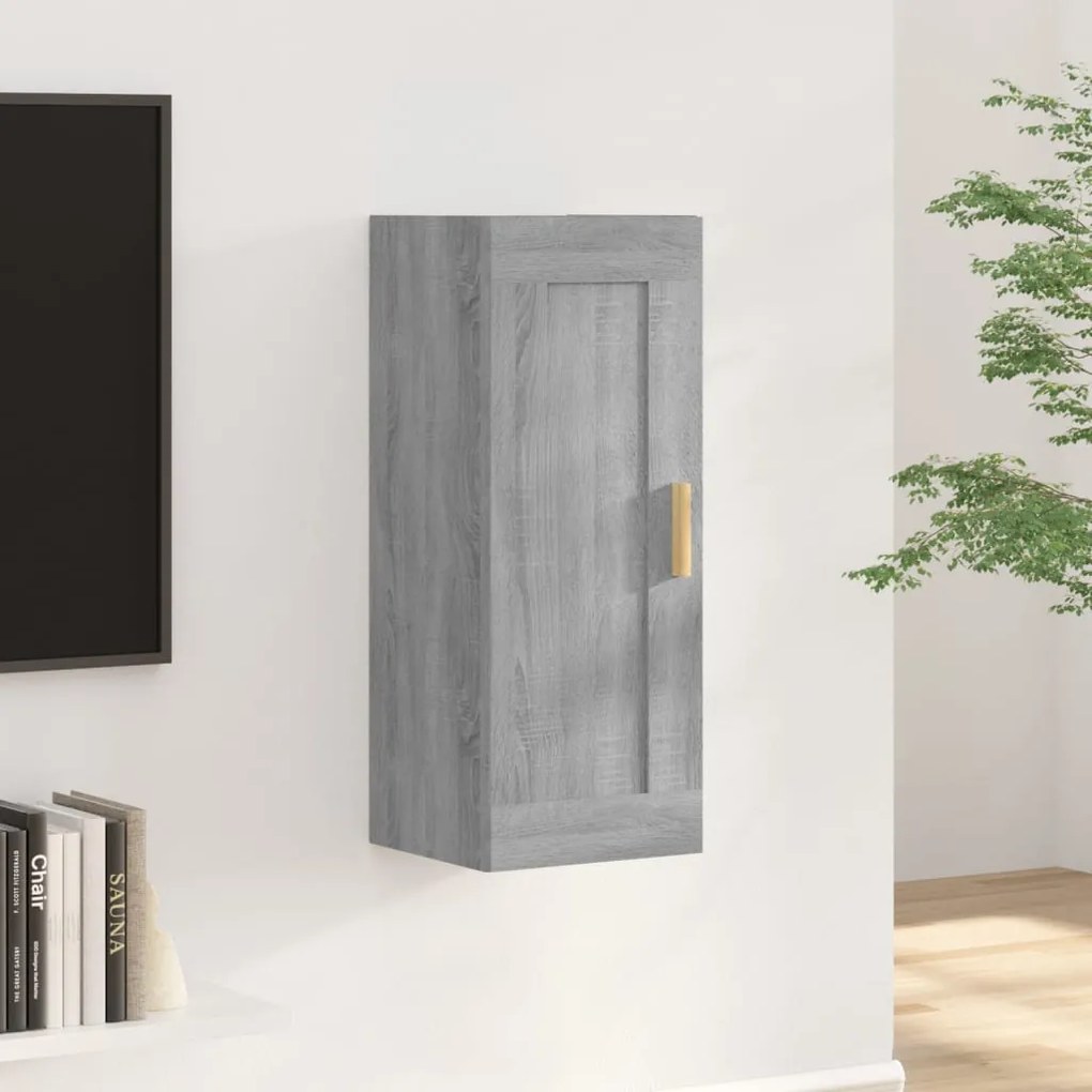 Armadietto A Muro Grigio Sonoma 35x34x90cm İn Legno Multistrato /