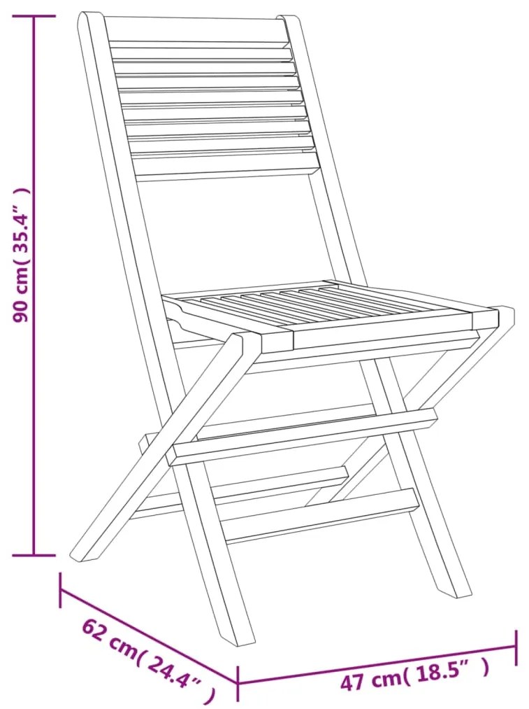 Sedie da giardino pieghevoli 8pz 47x62x90cm legno massello teak