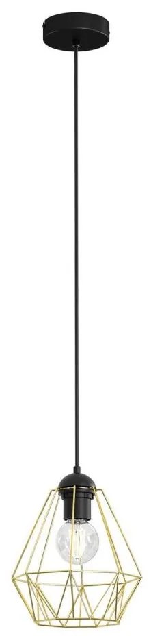 Lampadario su corda BERGEN 1xE27/60W/230V nero/dorato