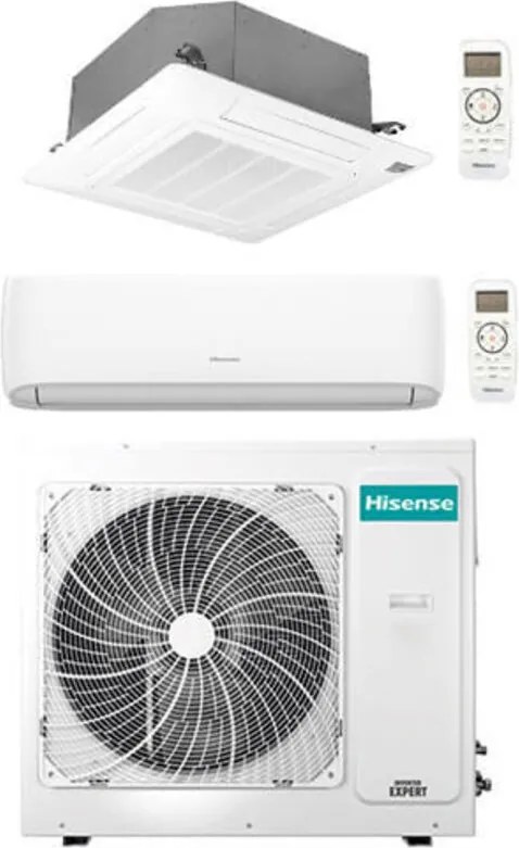 Climatizzatore Condizionatore Hisense Hi Comfort + Cassetta 4 vie R32 Dual Split Inverter 7000 + 18000 BTU con U.E. 3AMW62U4RJC NOVITÁ Classe A++/A+