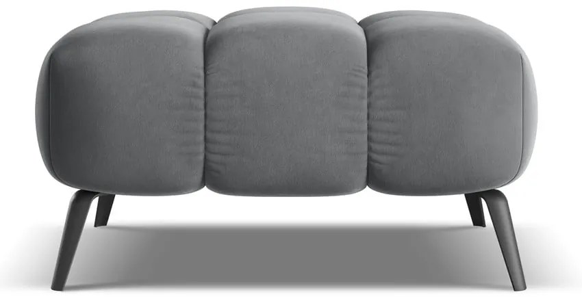 Poggiapiedi grigio con rivestimento in velluto Nalu – Makamii