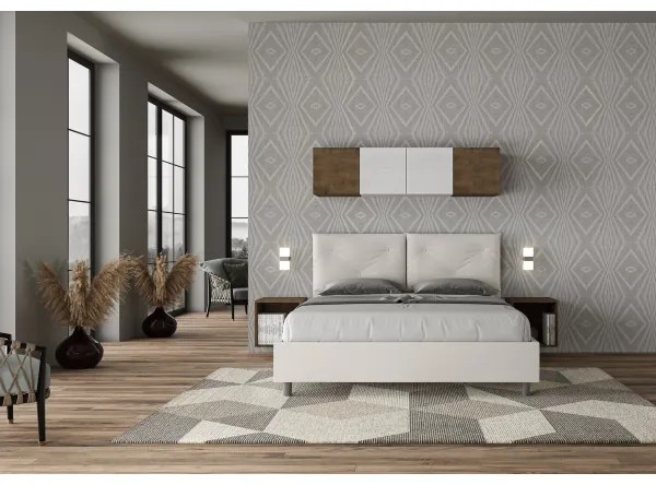 Letto matrimoniale con rete imbottito 160x200 similpelle bianco Appia