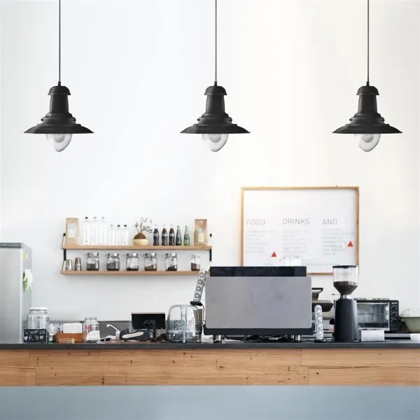 Searchlight 4301BK - FISHERMAN lampada a sospensione con cavo 1xE27/60W/230V nero