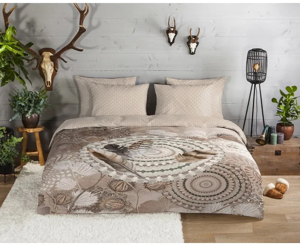 Biancheria da letto marrone in flanella per letto singolo 140x200 cm Ringhda – HIP