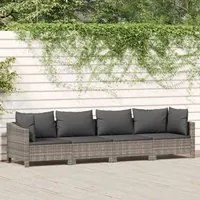 Set Divani da Giardino 4 pz con Cuscini in Polyrattan Grigio 362686