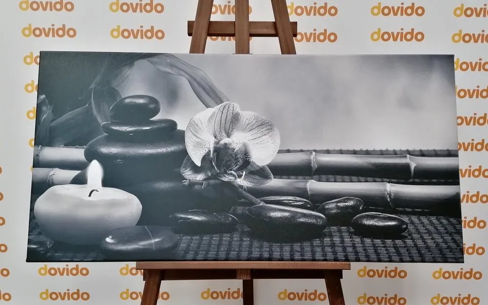 Quadro su tela – Natura morta Feng Shui in bianco e nero