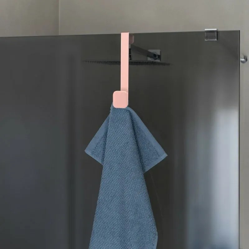 Gancio bagno singolo in acciaio e plastica rosa quadrato Fiore