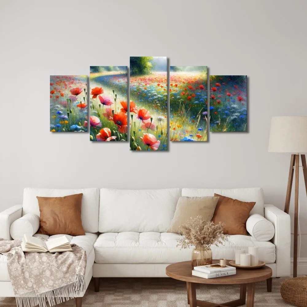 Quadro su tela – Papaveri rossi in un mare di fiori di campo