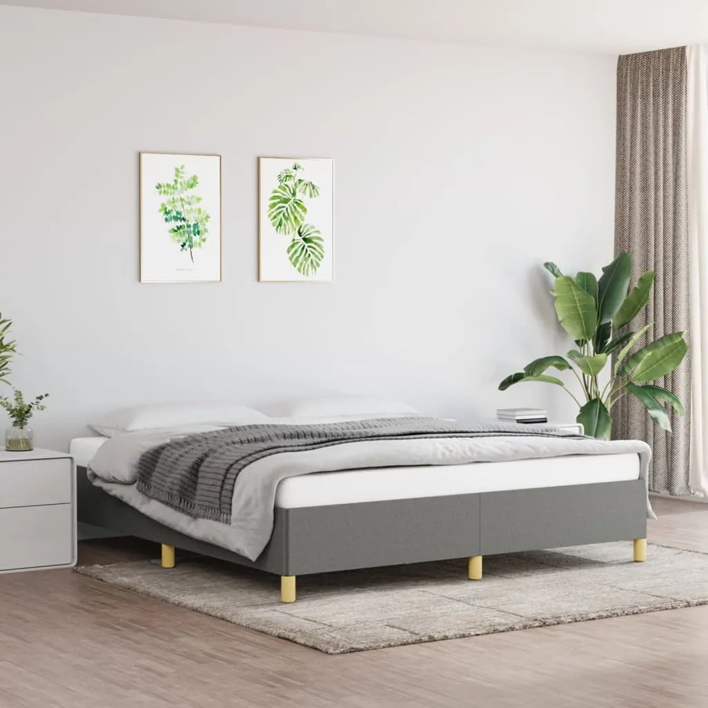 Giroletto Senza Materasso Grigio Scuro 160x200 Cm Tessuto /