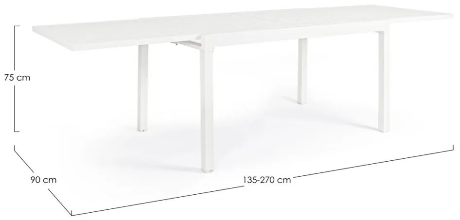 Tavolo allungabile PELAGIUS in alluminio bianco 135&#215;90 cm &#8211; 270&#215;90 cm