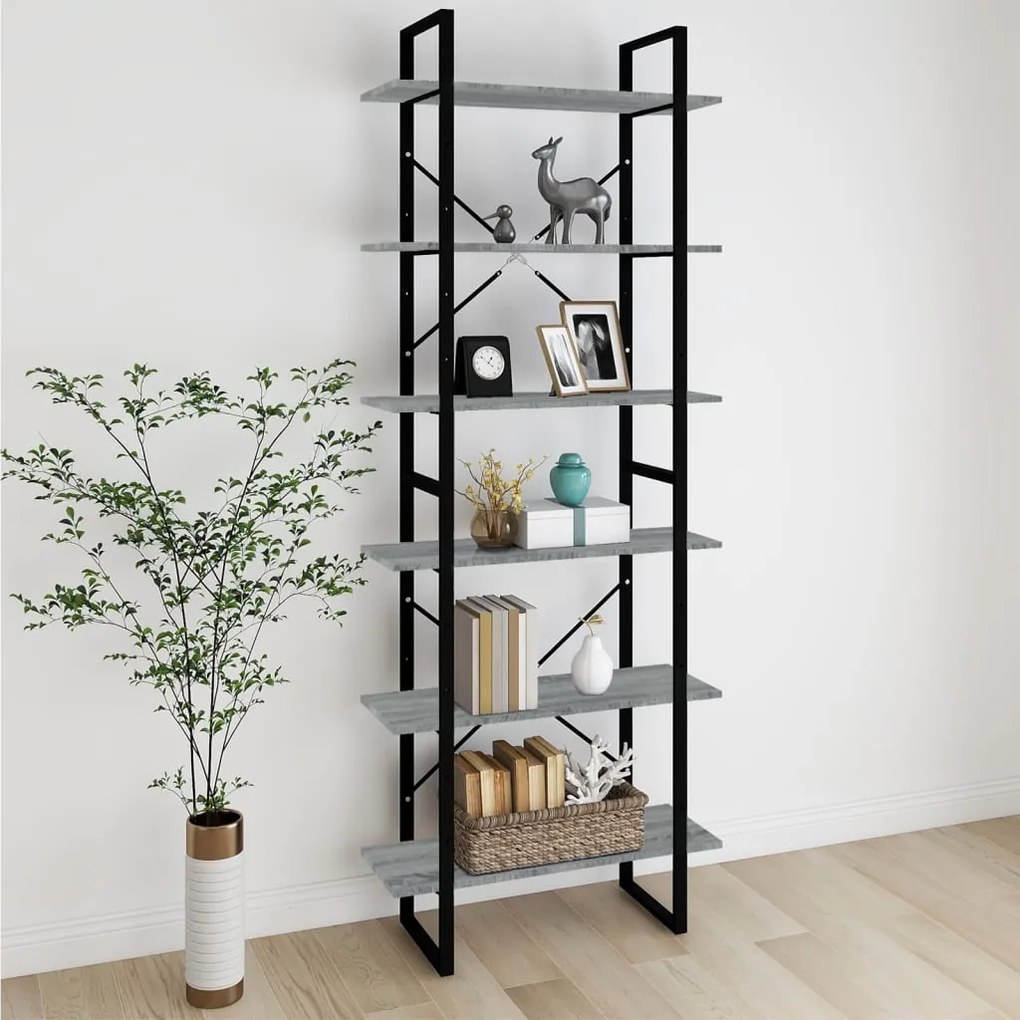 Scaffale Alto Grigio Sonoma 80x30x210 Cm İn Legno Multistrato /