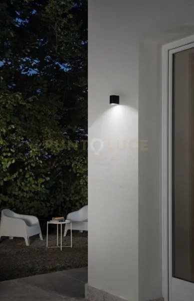 Applique zeno round nero 1 luce attacco gu10 ip65 h.8cm