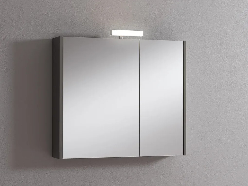 Pensile con luce Akira laccato lucido grigio L 80 x H 70 x P 15.5 cm