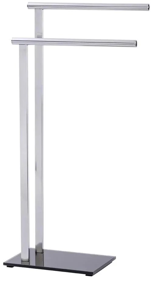 WENKO 22090100 - Porta asciugamani LAVA 42x81 cm in acciaio inox, finitura argento/nera
