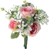 Set 3 Bouquet Artificiali Rose Gypsophila 32 cm