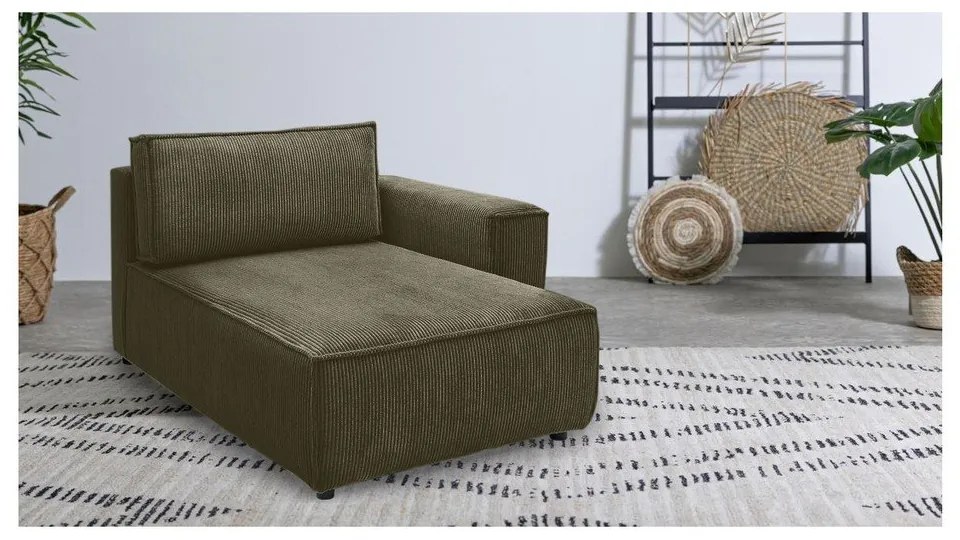 Modulo divano in velluto a coste verde chiaro, angolo destro Nihad modular - Bobochic Paris