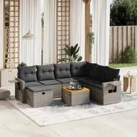 Set Divano da Giardino 8 pz con Cuscini Grigio in Polyrattancod mxl 89743