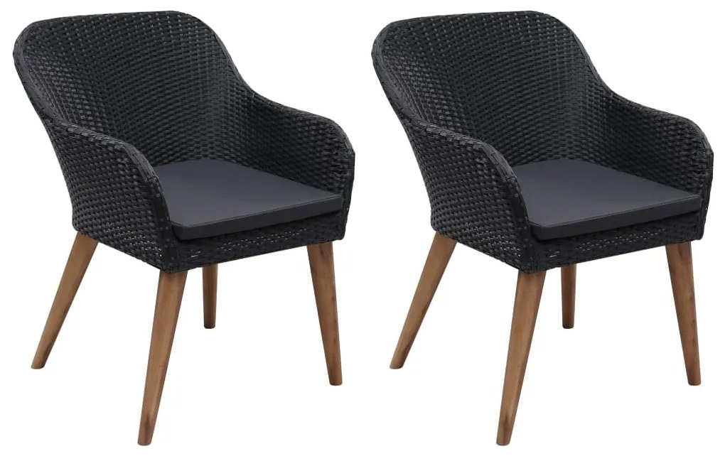 Set mobili da pranzo per giardino 3 pz nero