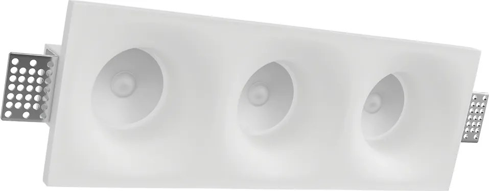 Portafaretto Rettangolare 280x100mm 3xGU10 in Gesso Pitturabile Curvo