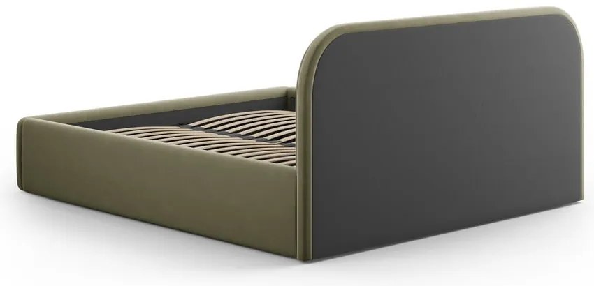 Letto matrimoniale imbottito verde con contenitore con rete inclusa 140x200 cm Juno – Windsor & Co Sofas