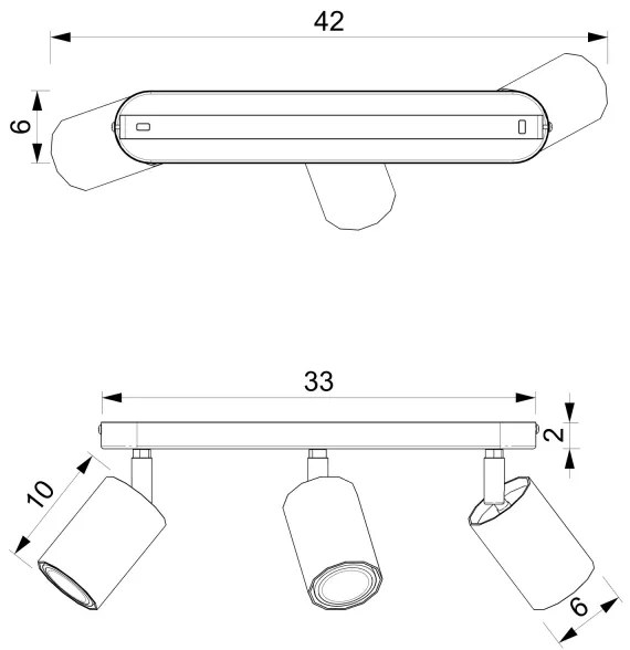 Faretto BELLO 3xGU10/8W/230V nero