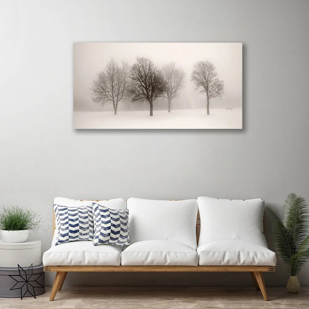 Quadro su tela Paesaggio di alberi di neve 100x50 cm