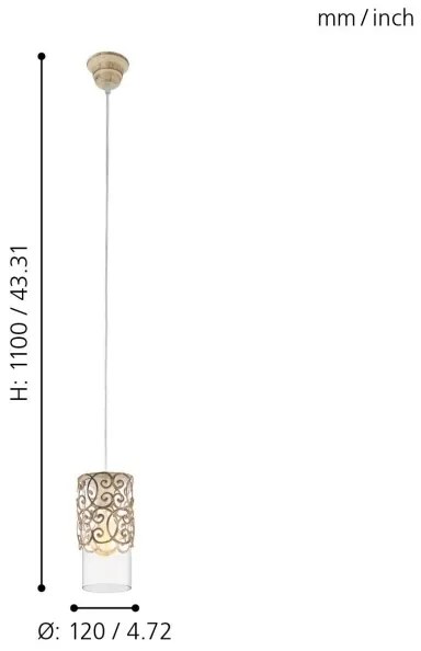 Eglo 49201 - Lampadario CARDIGAN 1xE27/60W/230V