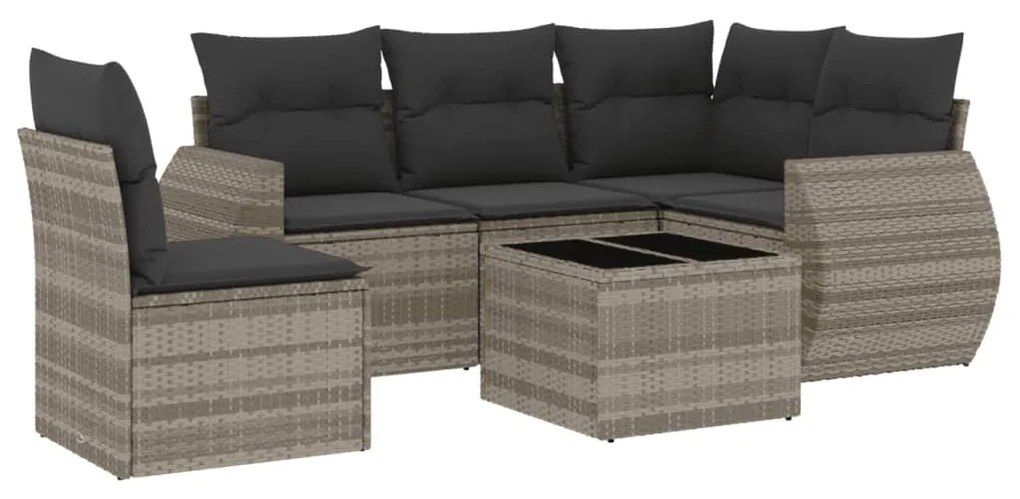 Set divano da giardino 6pz con cuscini grigio chiaro polyrattan