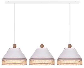 Duolla - Lampadario a sospensione con filo AVIGNON 3xE27/15W/230V bianco/rattan