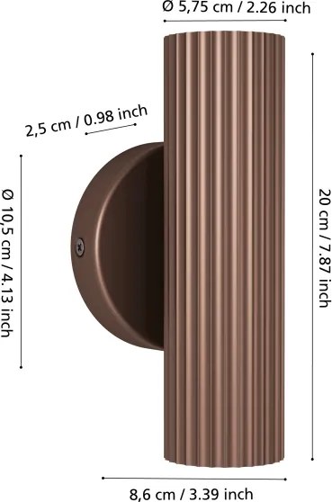 Eglo 902036 - Applique da parete PORTILLO 2xGU10/5W/230V marrone