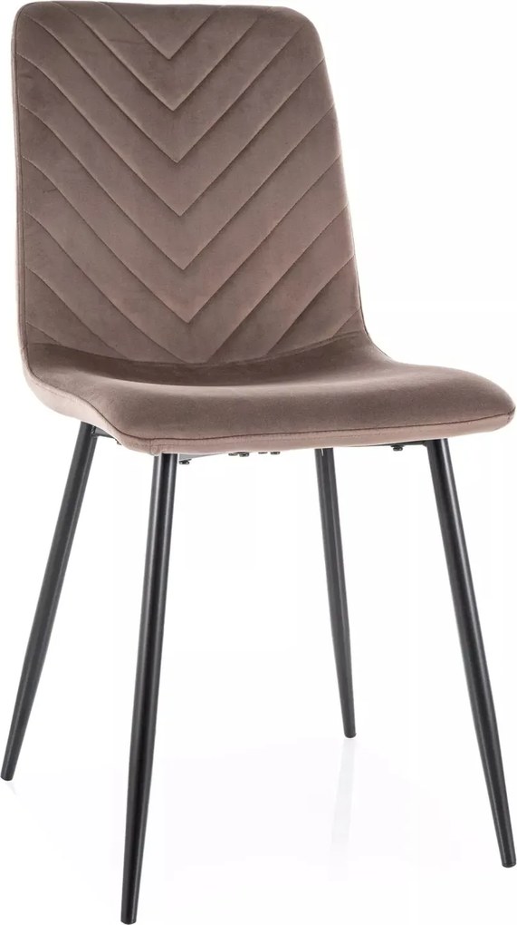 Sedia Daren Velvet in velluto cappuccino e struttura in metallo nero opaco – 45x39x91 cm