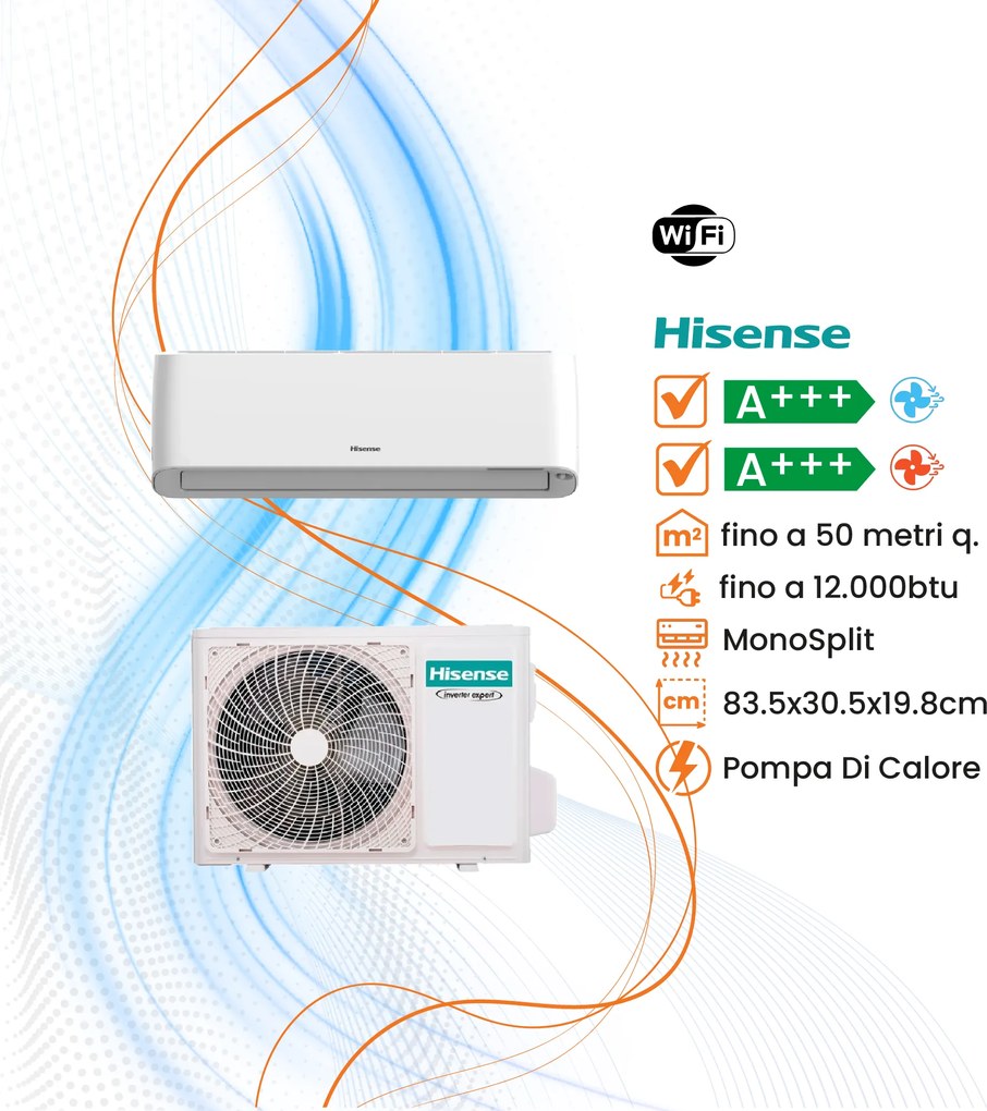 Climatizzatore Hisense Energy Pro Plus Inverter R-32 WiFi, 12.000